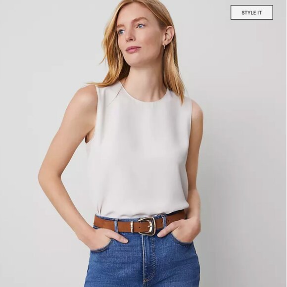 Ann Taylor Loft Silky Crew Neck Shell L - Picture 1 of 5
